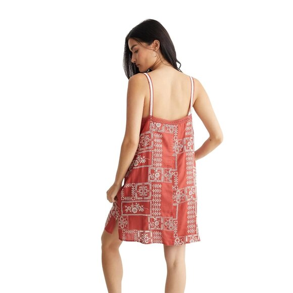 Lucky Brand Red Sleeveless Square Neck Embroidered Cami Dress size XLarge - Picture 2 of 15